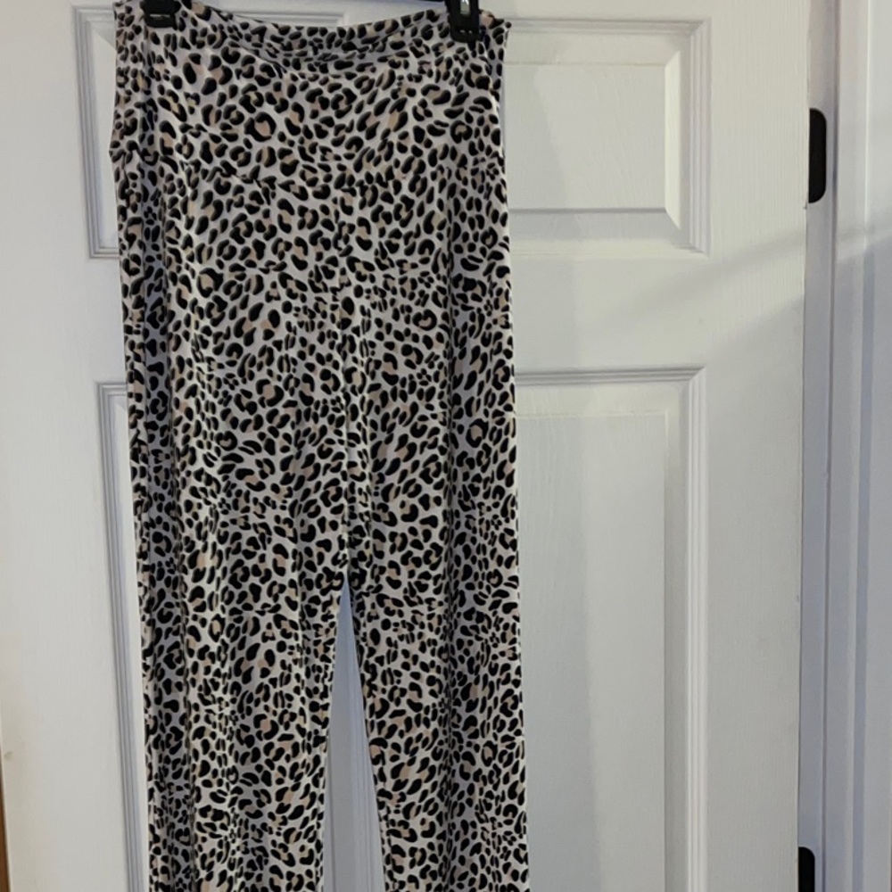 Norma Kamali Leopard Print Wide Leg Pants